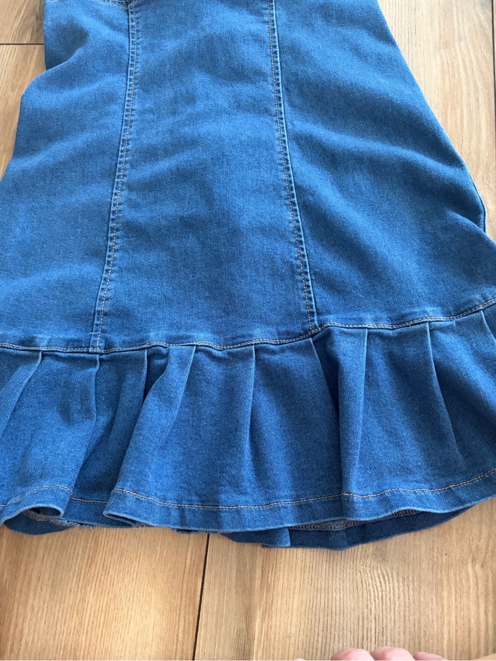 Denim Halter Flared pleated Mini Dress size M - Picture 5 of 8